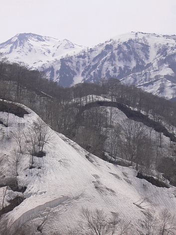越道峠から見る、恵振山と朝日岳　　　06.5.5の画像